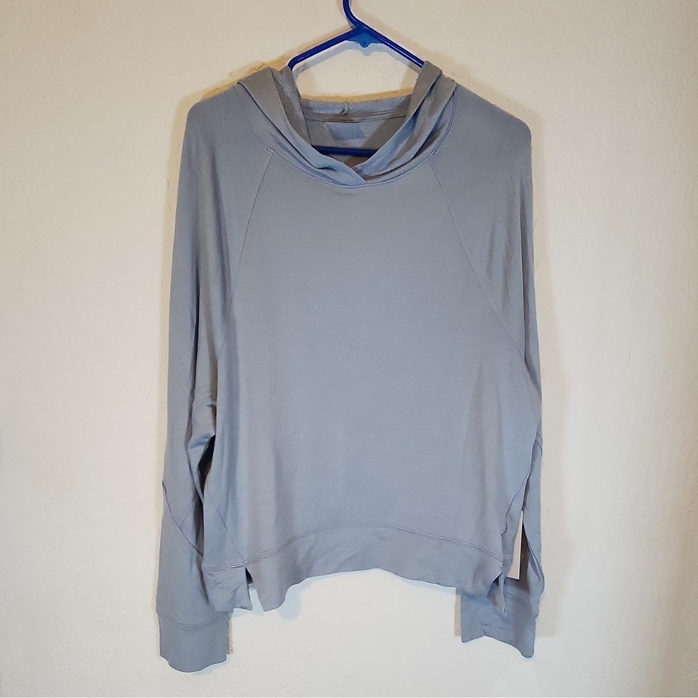 HYPE Women's Baby Blue Pullover Hoodie XL Logo Raglan‎ Long Sleeve RN#121716